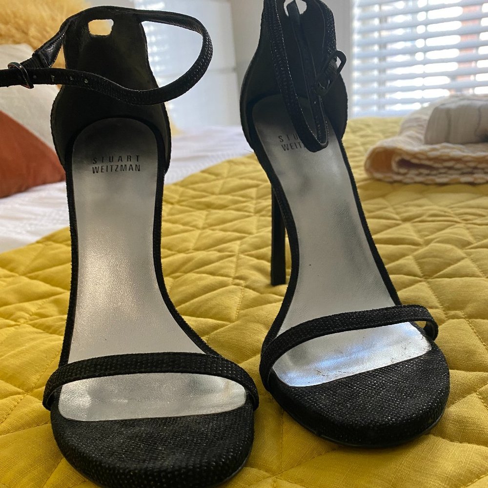 Stuart Weitzman Nudist Sandal - Black Metallic - authentic